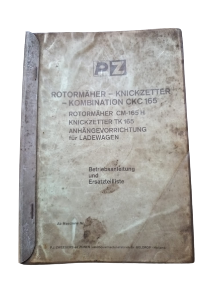 Bedienungsanleitung & Ersatzteilliste PZ Rotormäher - Knickzetter - Kombination CKC-165 H + TK165
